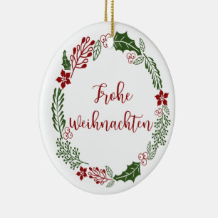 Ornamento De Cerâmica Fera de Natal Alemã, Frohe Weihnachten