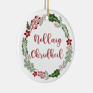 Ornamento De Cerâmica Fera de Natal escocesa, Nollaig Chridheil