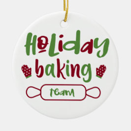 Ornamento De Cerâmica Feriado Baking Team Natal Oven Mitts Vermelho Verd