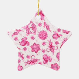Ornamento De Cerâmica Feriado Cinzento Rosa, Cinza, Aquarela