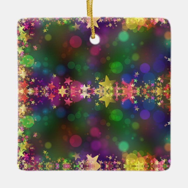Ornamento De Cerâmica Feriado das Estrelas de Natal (Frente)