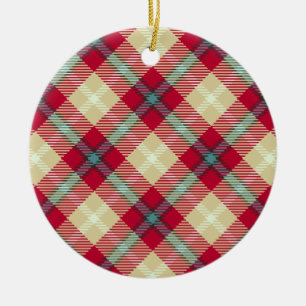 Ornamento De Cerâmica Feriado de Design de Xadrez de Padrão de Tartan