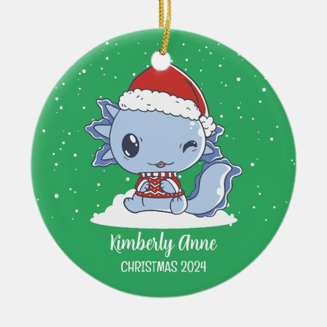 Ornamento De Cerâmica Feriado de inverno, Férias de inverno, um animal d (Frente)