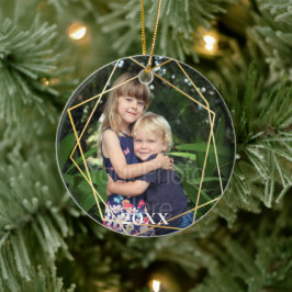 Ornamento De Cerâmica Feriado de mármore moderno das linhas Douradas geo