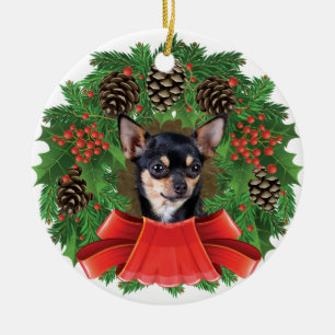 Ornamento De Cerâmica Feriado de Natal Chihuahua
