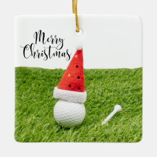 Ornamento De Cerâmica Feriado de Natal de Golfe com bola de golfe para g