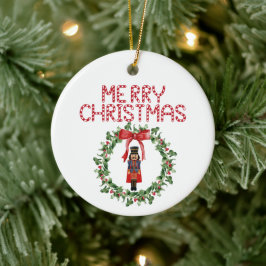 Ornamento De Cerâmica Feriado de Natal do Arco Nutcracker Wreath Red Fel