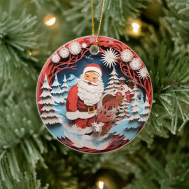 Ornamento De Cerâmica Feriado de Natal do Estilo 3D Santa Clause