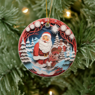 Ornamento De Cerâmica Feriado de Natal do Estilo 3D Santa Clause