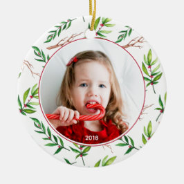 Ornamento De Cerâmica Feriado de Natal do Red Holly
