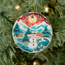 Ornamento De Cerâmica Feriado de Natal do Snowman de 3D