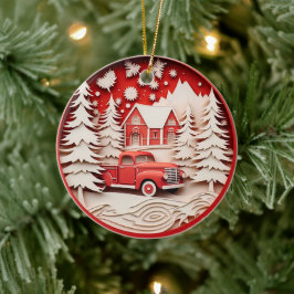 Ornamento De Cerâmica Feriado de Natal em Floresta no Estilo 3D