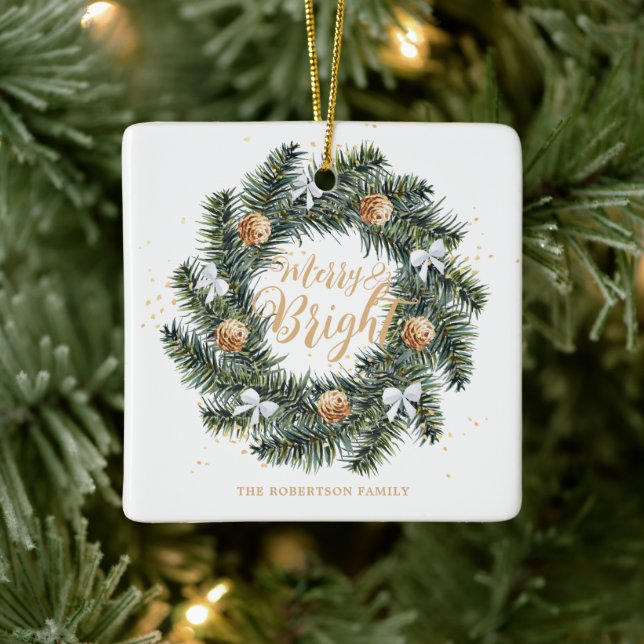 Ornamento De Cerâmica Feriado de Natal feliz e Brilhante (Árvore)