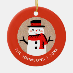 Ornamento De Cerâmica Feriado de Natal Gato de Neve Personalizado