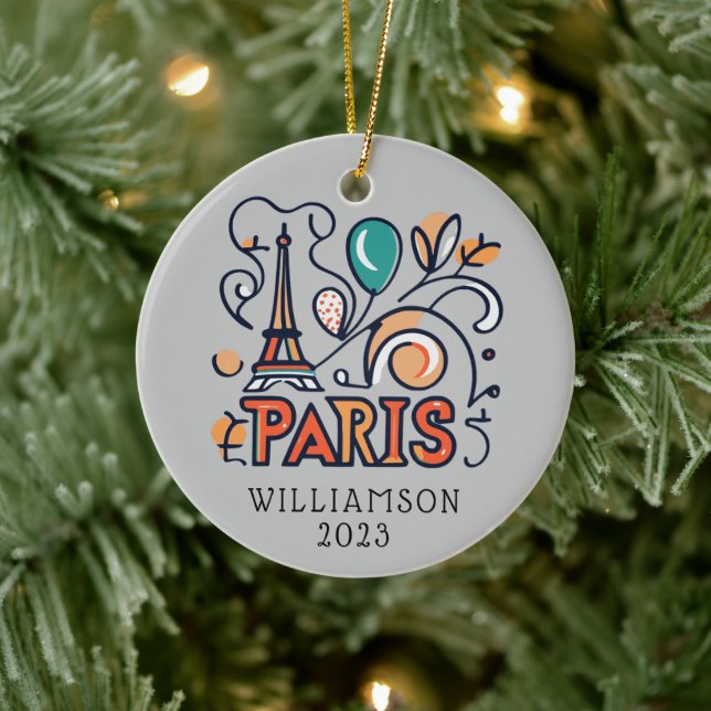 Ornamento De Cerâmica Feriado de Natal Personalizado na França em Paris (Árvore)