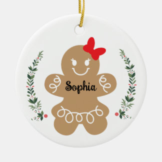 Ornamento De Cerâmica Feriado de Natal Personalizado para Garota Gingerp