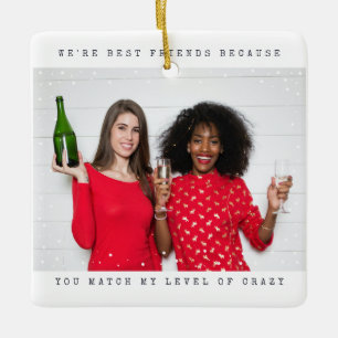 Ornamento De Cerâmica Feriado de Neve do Melhor Amigo da Máquina de Digi