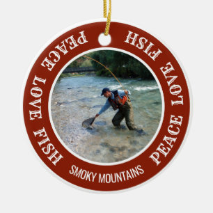 Ornamento De Cerâmica Feriado De Pesca Personaliza Sua Foto