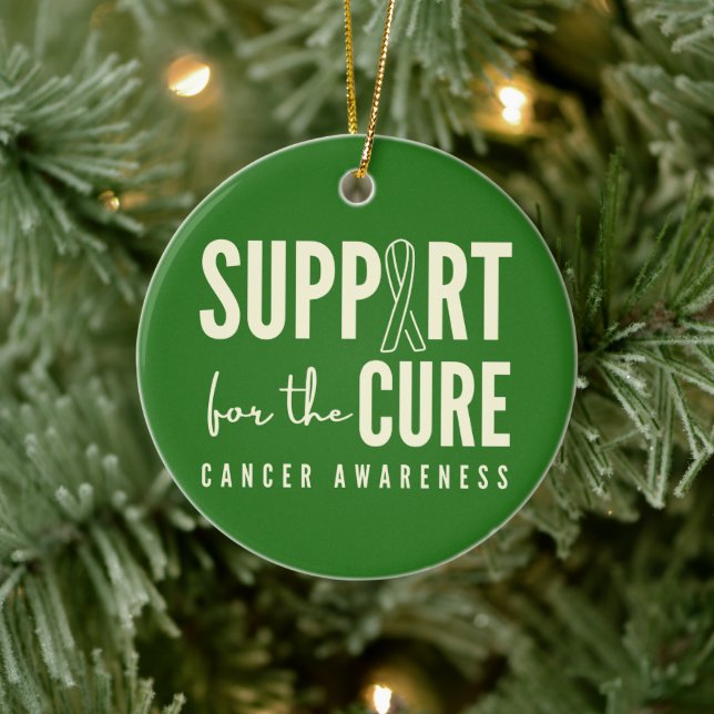 Ornamento De Cerâmica Feriado de reparo de suporte ao cancer (Árvore)