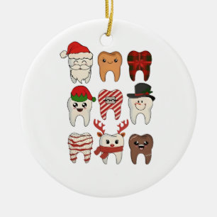 Ornamento De Cerâmica Feriado Dentista Engraçado de Natal Dental
