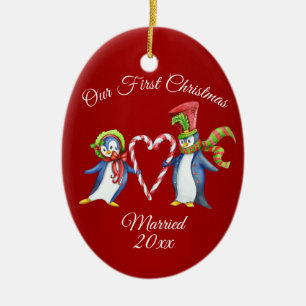 Ornamento De Cerâmica Feriado do Natal dos casais primeiro