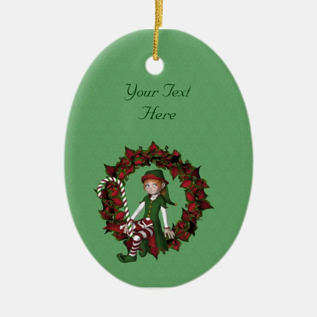 Ornamento De Cerâmica Feriado em Férias Feriado de Poinsettia Rapariga B (Frente)