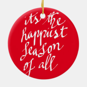 Ornamento De Cerâmica Feriado escrito à mão do roteiro do Feliz Natal