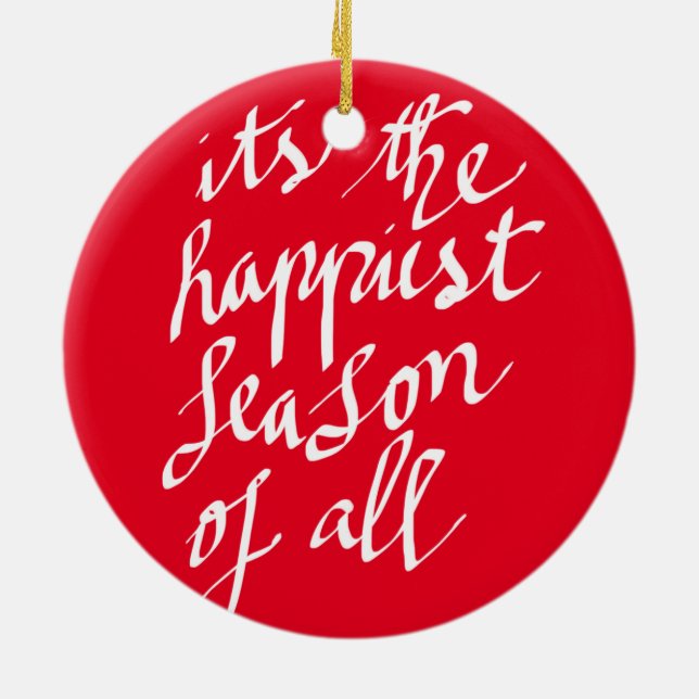 Ornamento De Cerâmica Feriado escrito à mão do roteiro do Feliz Natal (Traseira)