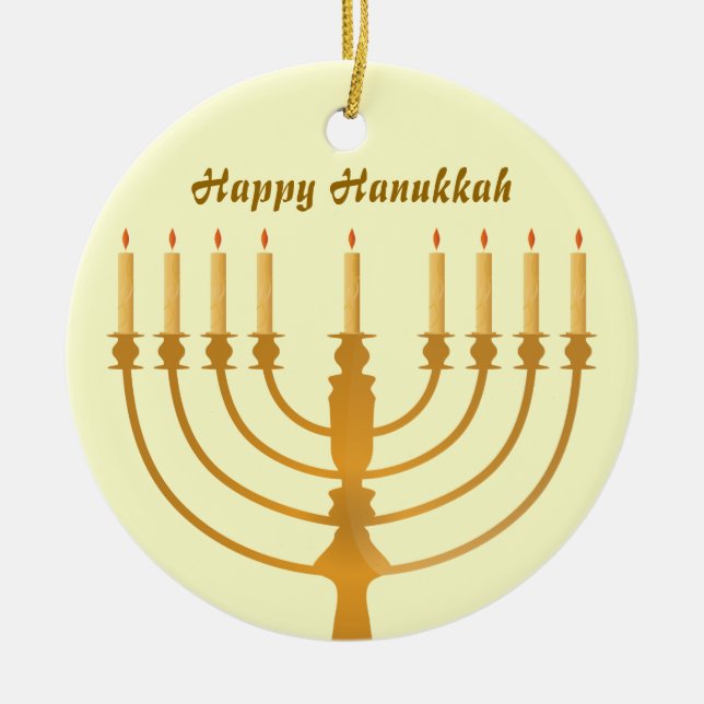 Ornamento De Cerâmica Feriado feliz de Hanukkah (Frente)