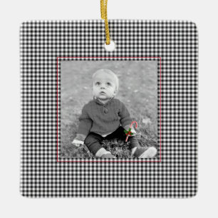 Ornamento De Cerâmica Feriado FOTO NOME ANO Candy Cane Kids anual