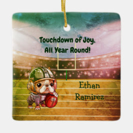 Ornamento De Cerâmica Feriado francês de quarterback de touros