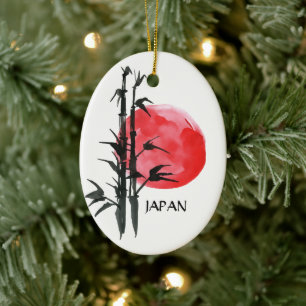 Ornamento De Cerâmica Feriado Japonês Personalizado Sun e Bamboo Japon