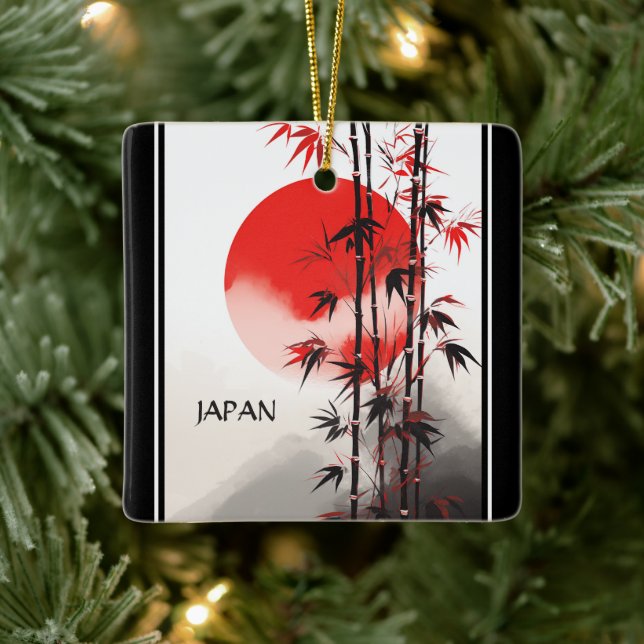 Ornamento De Cerâmica Feriado Japonês Personalizado Sun e Bamboo Japonês (Árvore)