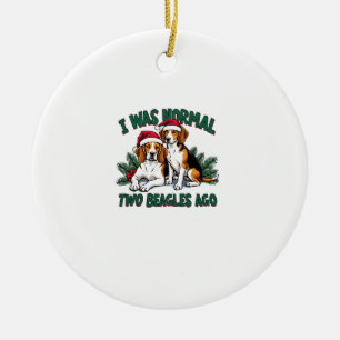 Ornamento De Cerâmica Feriado Natal do Beagle Dog Pajama