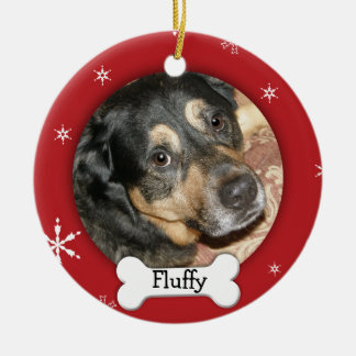 Ornamento De Cerâmica Feriado Personalizado de Cão/Pé