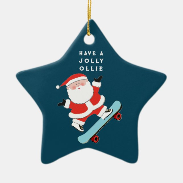 Ornamento De Cerâmica Feriado Personalizado De Skateboard Cerâmico Ou (Frente)
