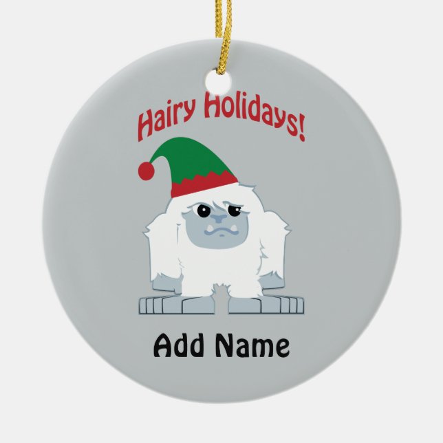 Ornamento De Cerâmica Feriados de Leite! Natal Yeti (Frente)