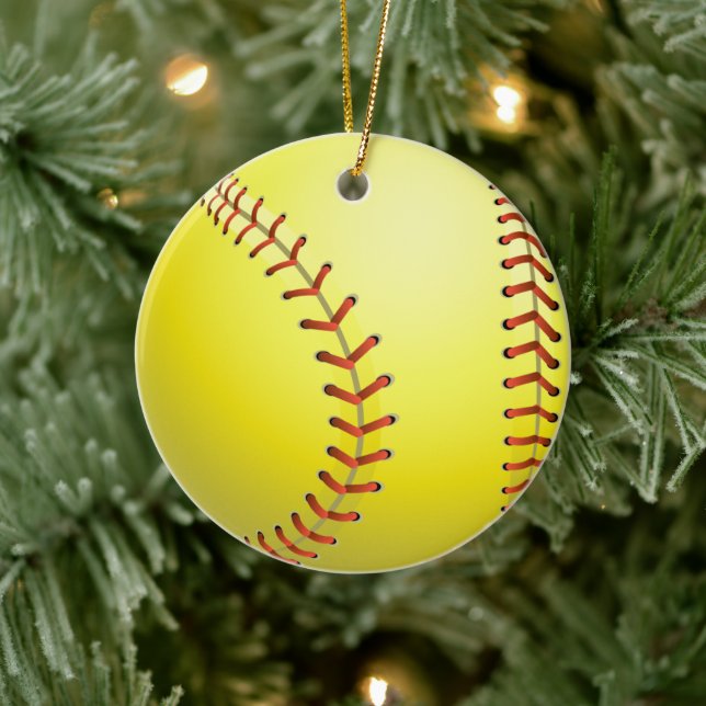 Ornamento De Cerâmica Feriados de Natal de Jogos de Esporte de Softball (Árvore)