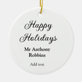 Ornamento De Cerâmica Feriados felizes adicionam nome data ano simples m
