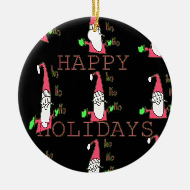 Ornamento De Cerâmica Feriados felizes especiais Ho Ho Ho Ho Ink SketPap (Frente)