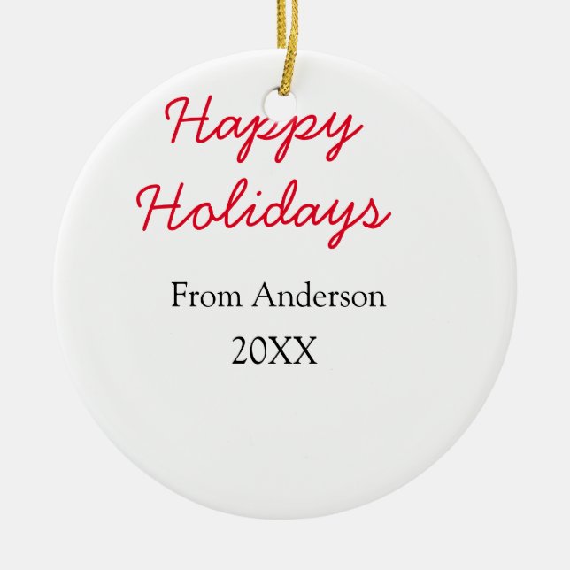 Ornamento De Cerâmica Feriados felizes nome da família de amor negro ver (Frente)