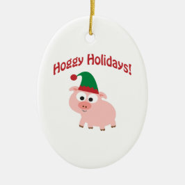 Ornamento De Cerâmica Feriados Hoggy! Elf Pig