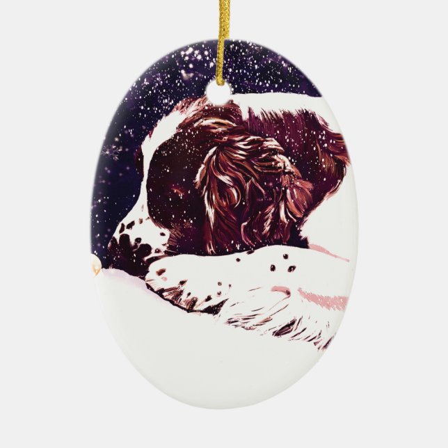 Ornamento De Cerâmica feriados Welshie felizes (Frente)