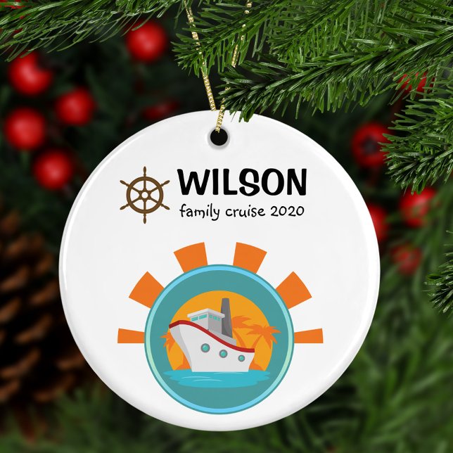 Ornamento De Cerâmica Férias de cruzeiro em família Viagem Keepsasasaame (Criador carregado)