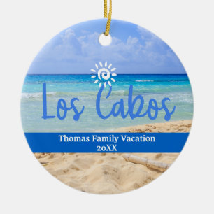 Ornamento De Cerâmica Férias de Los Cabos da Família Personalizada Natal