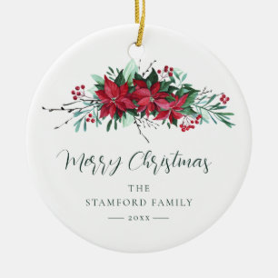 Ornamento De Cerâmica Férias de Natal da família festiva Poinsettia