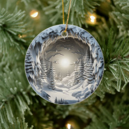 Ornamento De Cerâmica Férias de Natal da Noite de Inverno do Estilo 3D