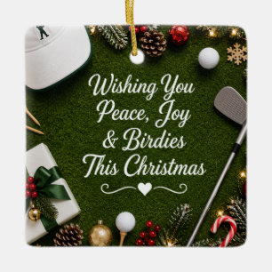 Ornamento De Cerâmica Férias de Natal de golfe em grama verde