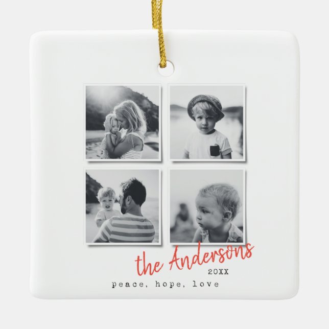 Ornamento De Cerâmica Férias de Natal mínimas modernas (Frente)