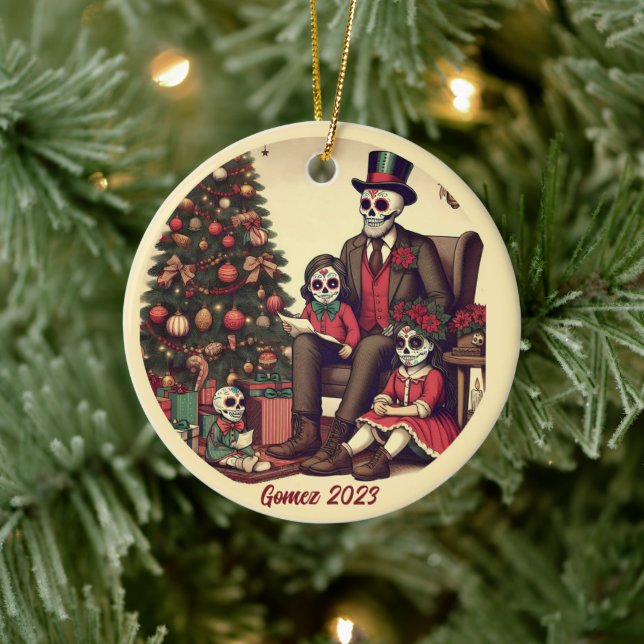 Ornamento De Cerâmica Férias de Natal Personalizadas Día de los Muertos (Árvore)